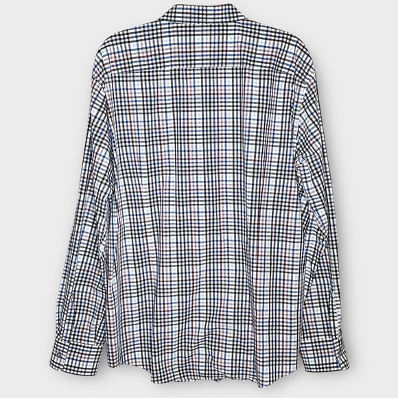 HUGO BOSS blue & purple plaid check gingham cotton button down shirt size 2XL - Picture 3 of 7